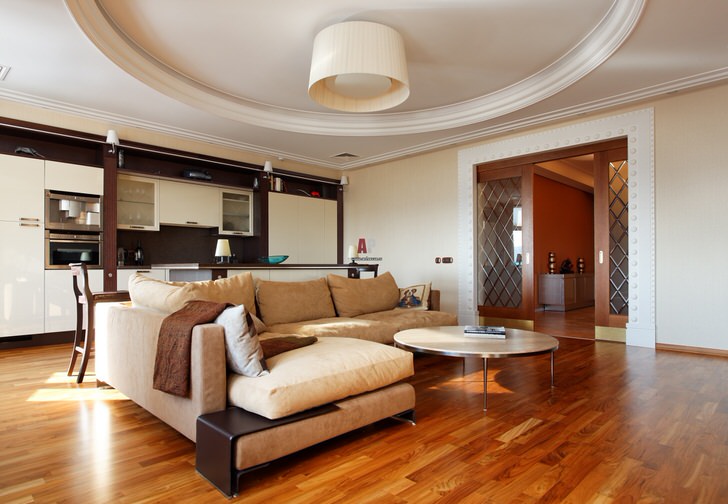 Как оформляются интерьер квартиры и ванная в стиле неоклассика? (65 идей дизайна) 9 Крупногабаритная квартира-студия