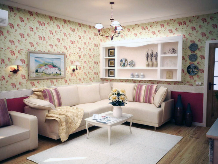 Цветочный узор может украшать как обивку мебели, так и стать рисунком на обоях.  Цветочный узор может стать рисунком на обоях и мебели.