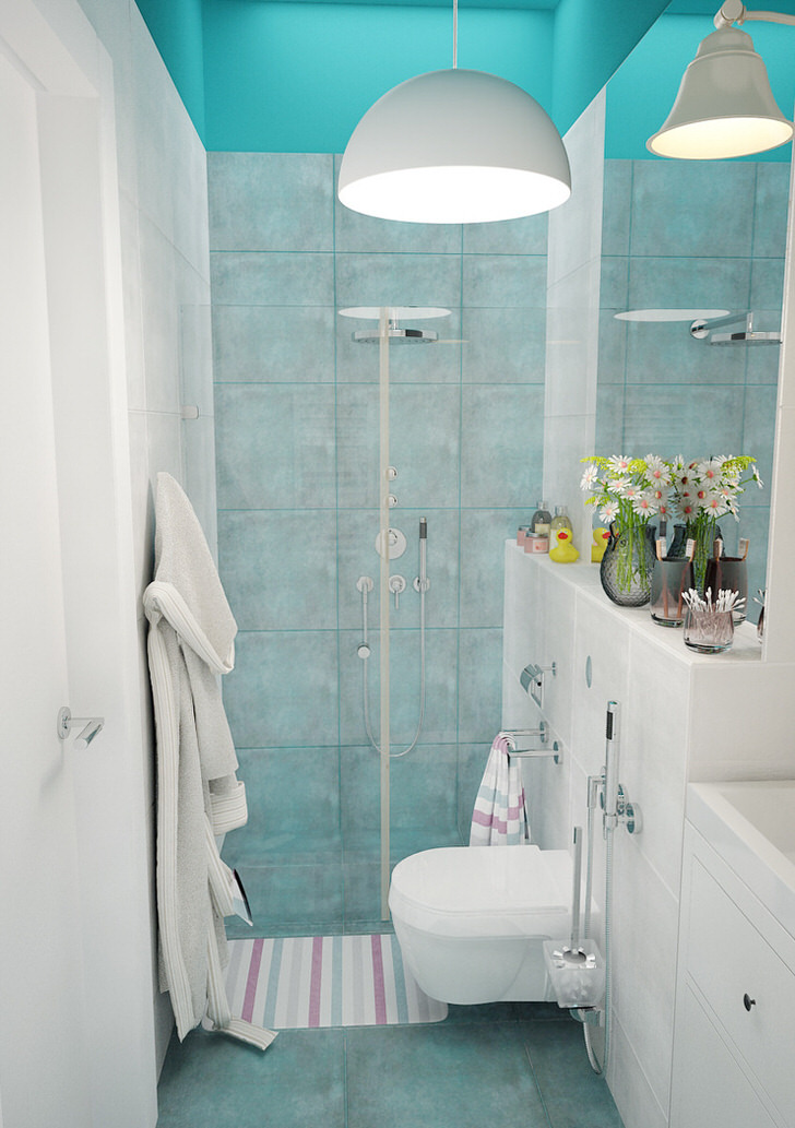 Особенности ванной в скандинавском стиле ( 50 интересных идей) 9 Стильный душ