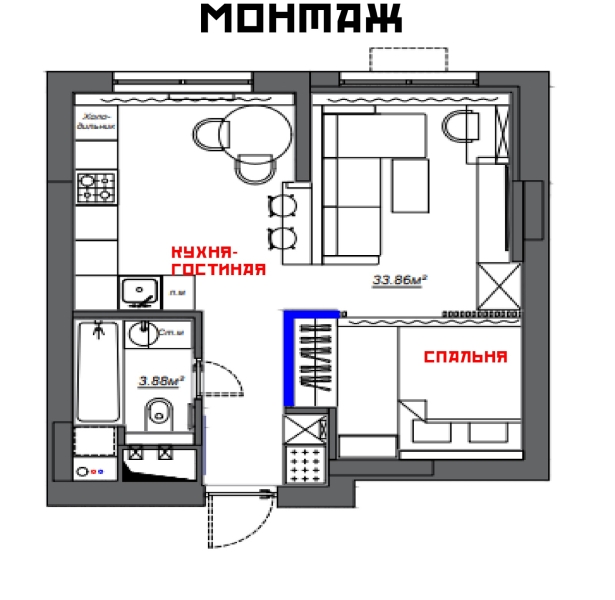 Как превратить однокомнатную квартиру в евродвушку